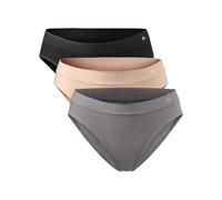 DANISH ENDURANCE Women's Seamless Bamboo Bikini Panties, Soft Bamboo Knickers 3 Pack, Multicolour (1x Black, 1x Dark Grey, 1x Nude Beige), XS/S