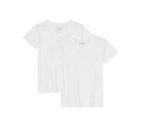 DANISH ENDURANCE Womens T Shirts, Organic Cotton Ladies Tops, Soft V-Neck T-Shirts for Women, 1 & 2-Pack, Pure White 2-Pack, L