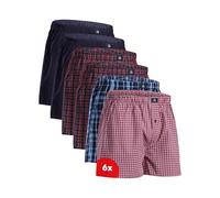 DANISH ENDURANCE Woven Boxers for Men, Cotton Boxer Shorts, Loose Fit, Multipack, 4 or 6 Pack, 6x Blue/Red, L