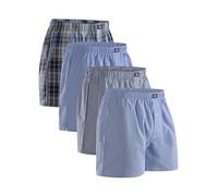 DANISH ENDURANCE Woven Boxers for Men, Cotton Boxer Shorts, Loose Fit, Multipack, 4 or 6 Pack, Assorted Blue/Stripes Mix, S