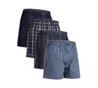 DANISH ENDURANCE Woven Boxers for Men, Cotton Boxer Shorts, Loose Fit, Multipack, 4 or 6 Pack, Assorted Blue/Grey Mix, L