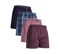 DANISH ENDURANCE Woven Boxers for Men, Cotton Boxer Shorts, Loose Fit, Multipack, 4 or 6 Pack, Assorted Blue/Red Mix, M