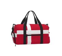 Danish Flag Duffel Bag with Shoe Compartment - Lightweight Water-Resistant Holdall Gym Bag with Built-in Wet and Dry Separation Pouch