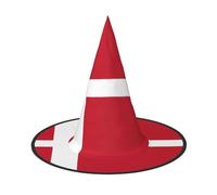 Danish flag Halloween Witches Hats Witch Headbands Wizard Hat Costume Accessories Cosplay for Party Masquerade Foldable 3 PCS