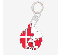 Danish Flag Map Print Round Acrylic Pet Tag, Dog Neck Pendant Tags for Pets Circular Dog Cat Collar Name Tags