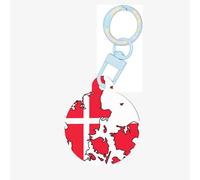 Danish Flag Map Print Round Acrylic Pet Tag, Dog Neck Pendant Tags for Pets Circular Dog Cat Collar Name Tags