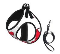 Danish Flag Map Print Small Dog Harness And Leash Set, Adjustable Soft Vest With 360° Reflective Straps For Cats Puppy