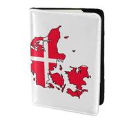Danish Flag Map print Travel Wallet Passport Holder Case for Family Leather Passport Cover for Men Women, Black, One Size