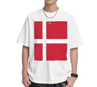 Danish Flag Mens T-Shirts & Womens T-Shirts, White and Black Graphic Tees for Men and Women, Soft and Breathable