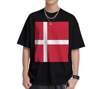Danish Flag Mens T-Shirts & Womens T-Shirts, White and Black Graphic Tees for Men and Women, Soft and Breathable