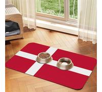 Danish flag Pet Absorbent Leather Placemat 40x60cm Beautiful Design Cat and Dog Bowl Mat Portable Storage
