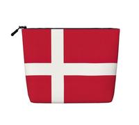 Danish Flag Print Cosmetic Bag for Women,Faux Linen Makeup Bag Large Capacity,Perfect for Travel Daily Use