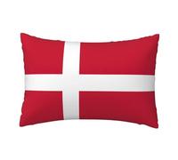 Danish Flag Print Decorative Throw Pillow Cover for Couch Bed and Home Decor with Farmhouse Design