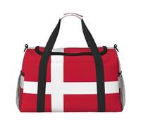 Danish Flag Print Foldable Carry On Tote Large Capacity Hand Carry Bag for Airplane Weekend Getaways