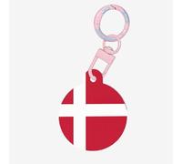 Danish Flag Print Round Acrylic Pet Tag, Dog Neck Pendant Tags for Pets Circular Dog Cat Collar Name Tags