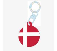 Danish Flag Print Round Acrylic Pet Tag, Dog Neck Pendant Tags for Pets Circular Dog Cat Collar Name Tags