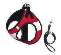 Danish Flag Print Small Dog Harness And Leash Set, Adjustable Soft Vest With 360° Reflective Straps For Cats Puppy
