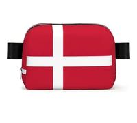 Danish Flag Print Unisex Waist Bag Wear-Resistant Belt Bag Hip Bag with Adjustable Strap for Hiking and Travel