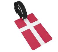 Danish Flag Printed Small Luggage Tags Portable Bag ID Holders with Adjustable Strap for Travel Gear