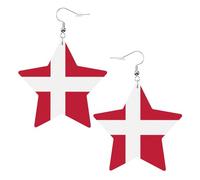 Danish flag Prints Leather Star-Shaped Earrings Lightweight And Stylish Accessories For Parties Dances And Everyday Life.