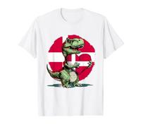 Danish Flag T-Rex Dino Heart Danish Pride Denmark Value Graphic T-Shirt, Men, White, S