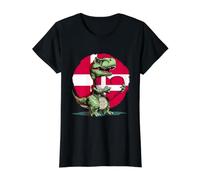 Danish Flag T-Rex Dino Heart Danish Pride Denmark Value Graphic T-Shirt, Women, Black, M