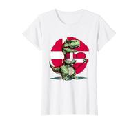 Danish Flag T-Rex Dino Heart Danish Pride Denmark Value Graphic T-Shirt, Women, White, M