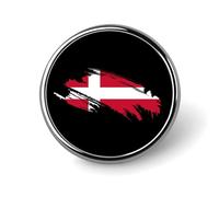 Danish Flag Torn Round Brooch Pin Badge Lapel Tie Pin for Women Men Office Worker Teacher Decor