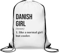 Danish Girl Like Normal Girl But Cooler Gym Sack Casual Drawstring Bag White