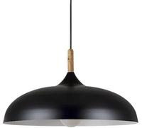 Danish Industrial Macaron Pendant Light Fixture - Farmhouse Metal Chandelier with Wood Accent Semi-Recessed Single Head Suspension Lamp for Dining Room Bedroom & Kitchen Blue B