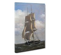 Danish Naval Ship By Christoffer Wilhelm Eckersberg Canvas Print | Gallery Wrapped 30mm Frame Wall Art | 30x20 inches | Ready to Hang | Classic Seascape Picture | Living Room Bedroom Lounge Office