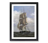 Danish Naval Ship by Christoffer Wilhelm Eckersberg Framed Print | A2 Black Framed Wall Art | Ready to Hang | Modern Vehicle Picture | Living Room Bedroom Lounge Office