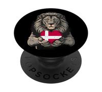 Danish Roots Danish Pride Danish Flag Lion Heart Denmark PopSockets Adhesive PopGrip