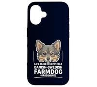 Danish-Swedish Farmdog Peeking Dog Life Is Better Gårdshund Case for iPhone 16