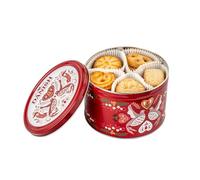 Danish Traditional Butter Cookies by Belmont in a Red Christmas-Themed Decorative Presentation Tin, 5 Varieties, 340g