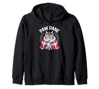Danish Viking Cat in Fur Cloak - Paw Dane Nordic Heritage Zip Hoodie