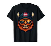 Danish Viking Denmark Helmet Mountain Sunset Reflection T-Shirt