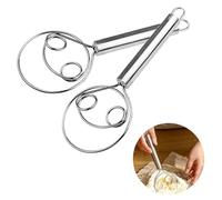 Danish Whisk, Pack of 2 Danish Dough Whisk, Dutch Whisk, Egg Beater, Danish Dough, Whisk, Stainless Steel Mixer, 304 Stainless Steel Wire for Bread Cake Making