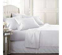 Danjor Linens California King Sheet Set - 6 Piece Set Including 4 Pillowcases - Deep Pockets - Breathable, Soft Bed Sheets - Wrinkle Free - Machine Washable - White Cal King Bed Sheets - 6 pc