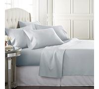 Danjor Linens Bed Sheet Set King Size for Hot Sleepers, Hotel Premium Sheets with 4 Pillowcases, Lightweight Brushed Microfiber Deep Pockets, Breathable Cooling 6 Piece Bedding Sets, Ice Blue