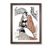 Danjuro As A Warrior By Katsukawa Shunsho Asian Japanese Framed Print | A2 Walnut Framed Wall Art | Ready to Hang | Asian Nature Picture | Living Room Bedroom Lounge Office