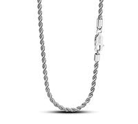 Dankadi 3 mm Thin Rope Necklace for 925 Silver Braided Chain Gold Plated 40-76 cm Italian Design Gift Jewellery Party Birthday for Men Women, 17", Sterling Silver