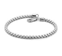 Dankadi 925 Sterling Silver Bracelet Men Women 3MM Square Rolo Link Round Box Chain 6.3" 6.7" 7" 7.5" 8" 8.5" 9" Bangle Unisex Jewelry Gift, 7.5 inches, Sterling Silver Silver, no gemstone