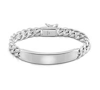 Dankadi Classic Men's Silver Jewelry Bracelet 100% 925 Sterling Silver Bracelet Glossy Brand Bracelet 10MM Original Italian 7-8-9-10 inch Silver Cuban Chain Safety Clasp, One Size, Metal, no gemstone