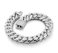 Dankadi Cuban Bracelet Solid Width 12 mm 925 Silver for Men 10 Inch Cuban Link Chain Large Curb Chain Link, 7"", Silver, Fashionable Style
