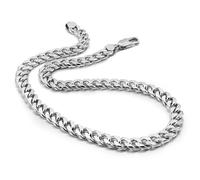 Dankadi Cuban Necklace Large 8-10-12mm Solid 925 Silver Cuban Chain Smooth Mesh and Cinnamon Watch 16" to 30" Classic Rock Punk Hip Pop Miami Jewelry Gift for Men, 26", Sterling Silver