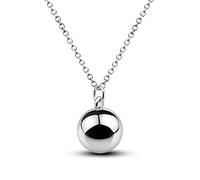 Dankadi Fashion Silver Harmony Ball Necklace Brilliant Chime Bola 20MM Pendant Choker 18" 20" 22" Beads Chain O-Chain Women Jewelry Gifts For Pet Cats & Dogs, 22", Sterling Silver, No Gemstone