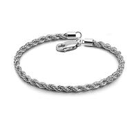 Dankadi Men Diamond Cut 925 Sterling Silver 3mm Twist Rope Chain Bracelets Women Bangle Clasp Rope Box Chain link 6.3" 6.7" 7" 7.5" 8" 8.5" 9" Cuff Jewelry Gifts, 7.5 inches, Sterling Silver Silver,
