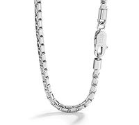 Dankadi Necklace Thin 5 mm Box Shape Silver 46 cm - 66 cm Square Chain Round Venetian Briolette Rolo Thin Italian Design 46 cm - 66 cm Jewellery Gift for Men and, 22", Sterling Silver
