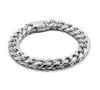 Dankadi Solid Cuban Bracelet 10mm 925 Silver Men's Classic Cuban Chain Smooth and Canned, 10-20 cm Jewellery Birthday Gift for Adults Boys Father Brother, 9 inch